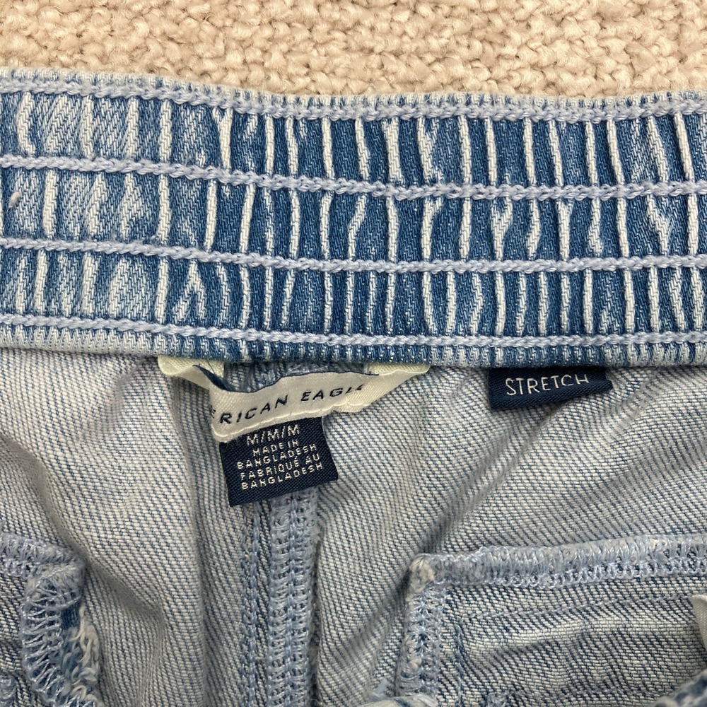 NEW American Eagle Women's M Denim Cargo Jogger Jeans Light Wash Stretch Pull On - Picture 7 of 11
